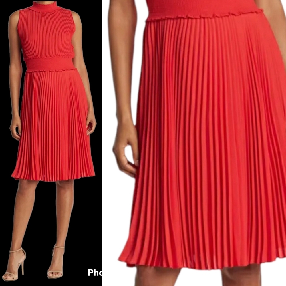 nanette NANETTE LEPORE Pleated Sleeveless Dress in Crimson Ruby